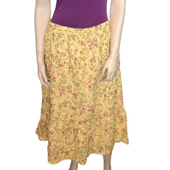 April Cornell Large A-line Pleated Floral skirt - Picture 1 of 8